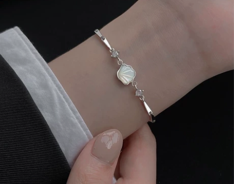 925纯银贝壳手链女ins小众设计手链高级...