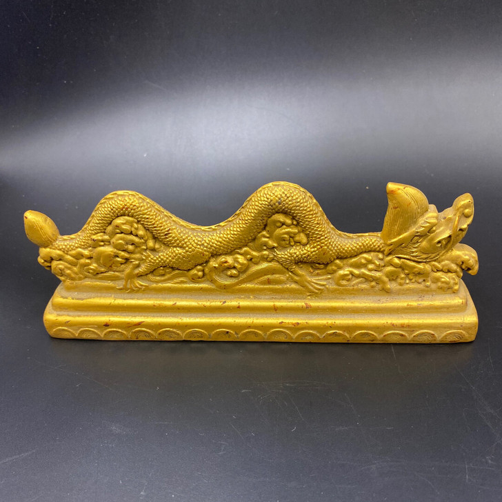 古玩收藏银镀金毛笔架笔搁笔山一条龙笔挂架子...