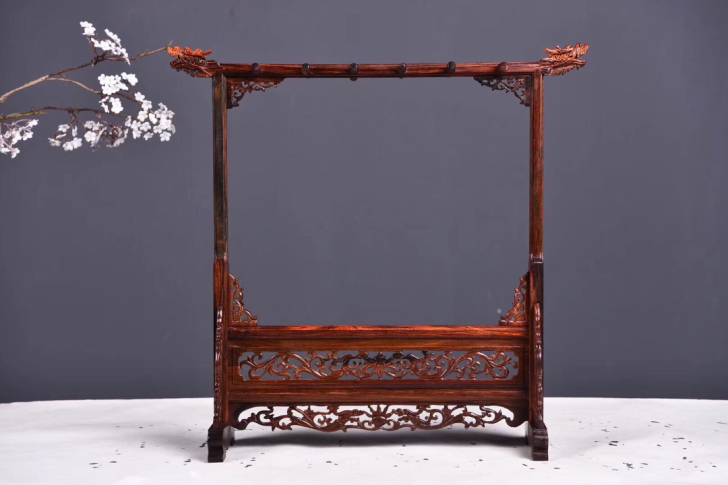 大红酸枝龙头毛笔架，做工好，打磨到位，尺寸...