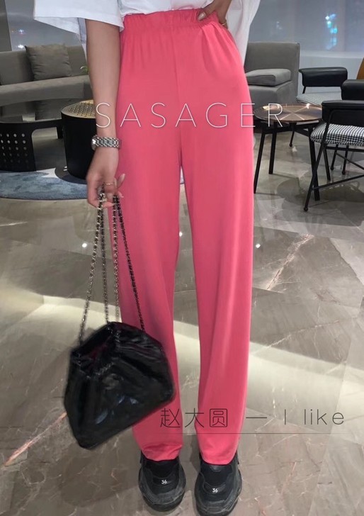 垂感阔腿裤女夏季新款纯色高腰显瘦百搭直筒拖...