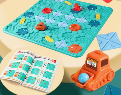 筑路迷宫桌游轨道走小车闯关游戏类儿童益智逻...