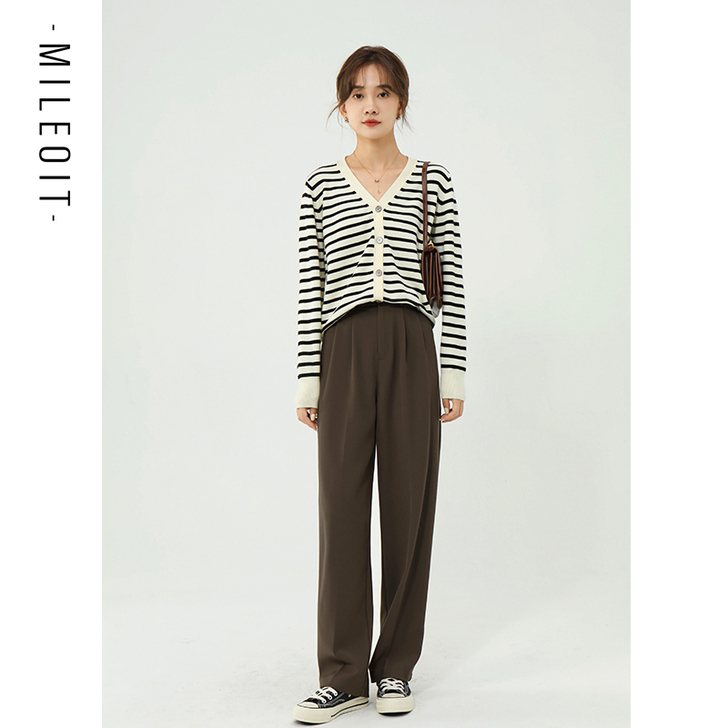 MILEOIT/觅妮2021秋季高腰棕咖色...