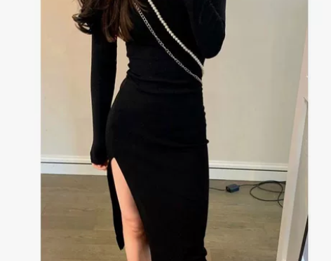 辣妹收腰显瘦开叉打底包臀裙 全新 不包