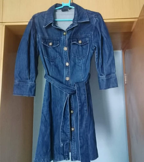 ONLYA字短款轻熟风小个子牛仔连衣裙女|...