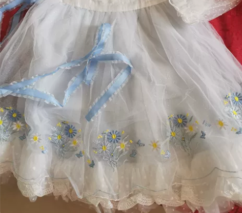女童 春秋 蓝色 碎花 网纱 田园风 连衣...