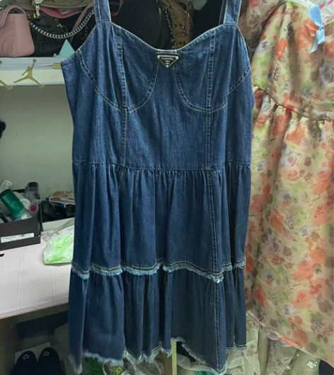 小香牛仔吊带裙 均码 宽松版型 换风格了出...