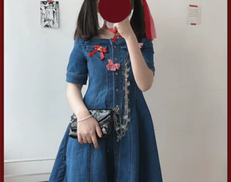 你别睡家 国内单 oN*Y 一字肩短袖牛仔...