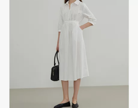 阿cir法式气质极简风白色衬衫连衣裙女20...