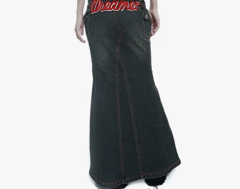 michicat自制字母贴布拉链开叉低腰工...