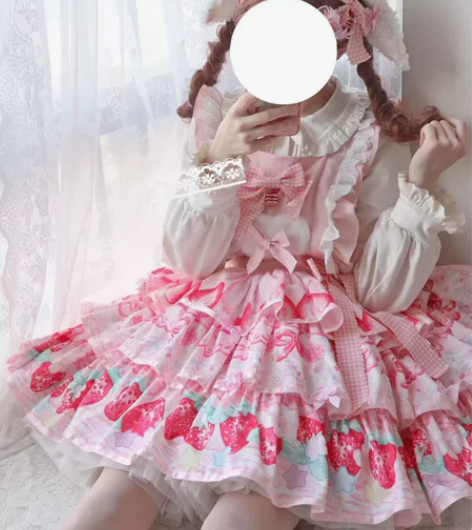 莓有心事粉色M码 背带大蝴蝶结+sk 两个...