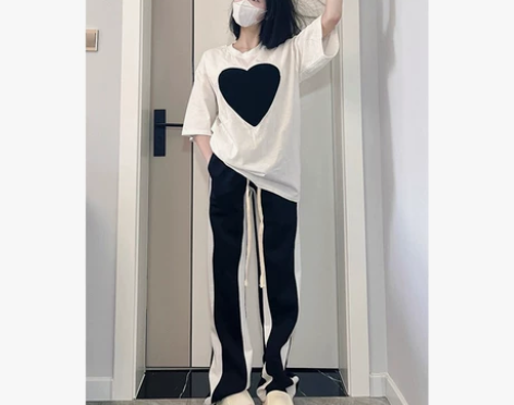 休闲裤女夏薄款设计感小众大码胖mm高腰直筒...