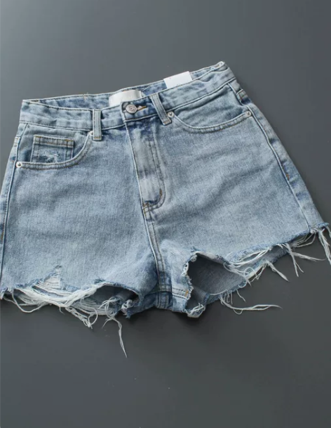 牛仔短裤 牛仔短裤阔腿裤高腰A子版