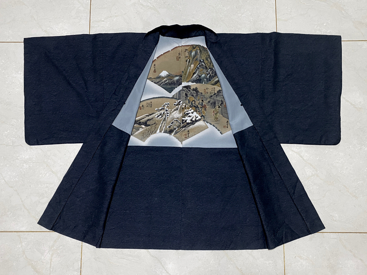 中古和服，男士羽织，日本正统和服，内衬正绢...