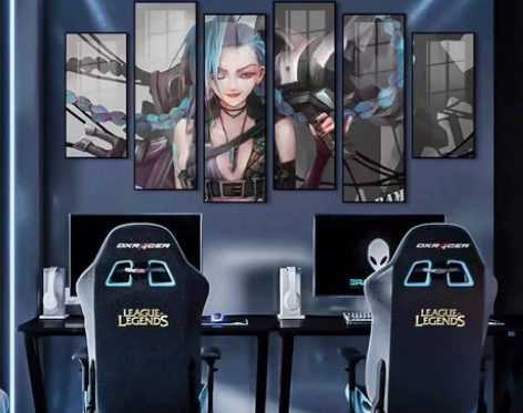 英雄联盟游戏网吧挂画男孩卧室床头画电竞酒店...