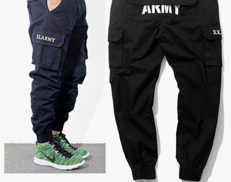 Jogger Pants字母印花多口袋工装...