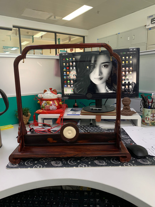 【品名】：精品红酸枝11针毛笔架