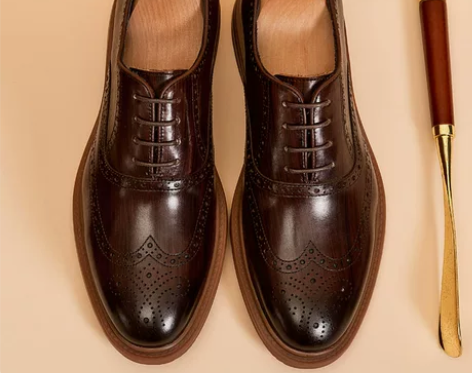 布洛克男鞋2022新款休闲雕花英伦风男士皮...