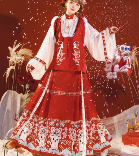茗月萱【如意】汉服女明制比甲立领马面裙拜年...
