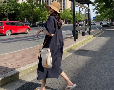 法式气质极简风连衣裙女2021夏季新款韩版...