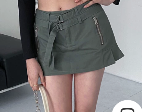 大码辣妹风高腰工装裙半身裙女夏季小众设计感...