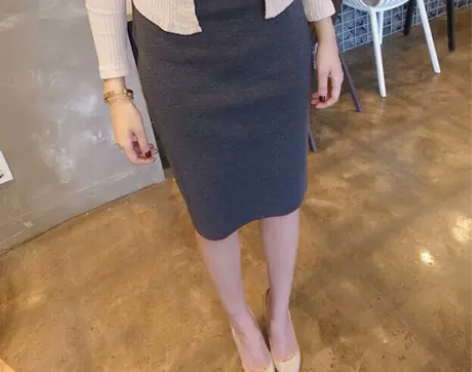 韩版高腰弹力包裙半身裙春夏款一步裙显瘦ol...