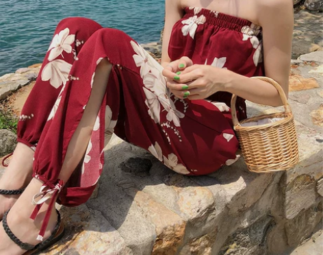 2018新款一字肩抹胸连体裤女夏季高腰阔腿...