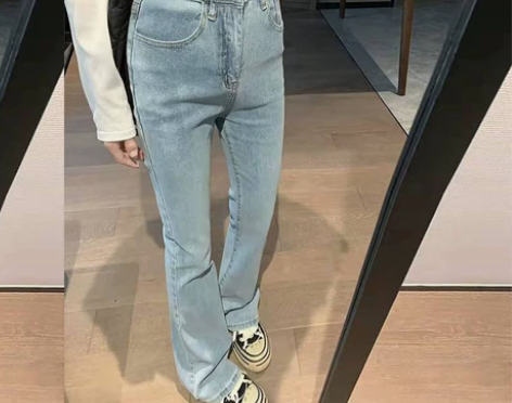 喇叭牛仔裤女2022年新款修身显瘦微喇小个...