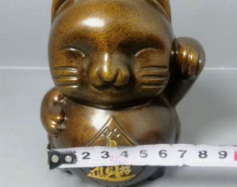 古玩铜器收藏鎏金招财猫文房办公室摆件 工艺...