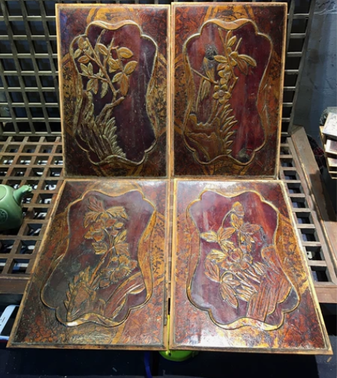 木雕花板民俗老物件茶馆客栈民宿装饰 花开富...