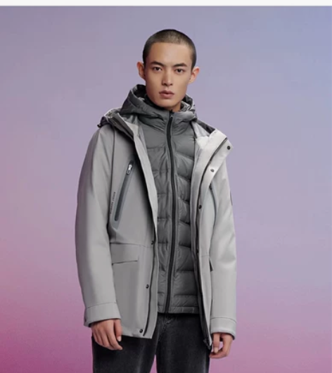 海澜外贸尾货男士连帽轻薄羽绒服无缝压胶休闲...