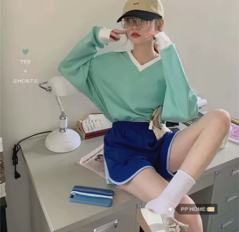 PPHOME美式中古运动风~校园少女慵懒百...