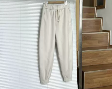 白糖裤 白色裤子冬季女直筒休闲裤高腰抽绳收...