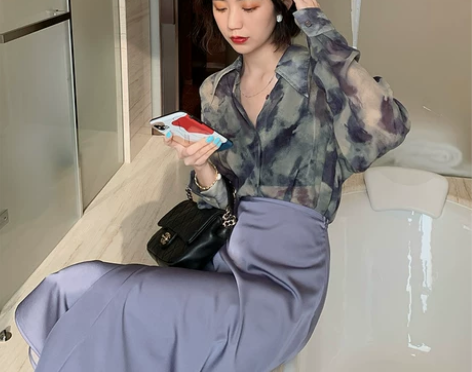 YUQI 泼墨晕染衬衫女设计感小众上衣复古...