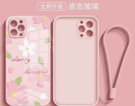 ?苹果13手机壳液态硅胶玻璃可爱清新 下图...