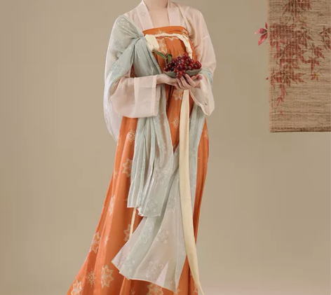 桔屿原创汉服女【长安花】唐制齐胸衫裙复原中...