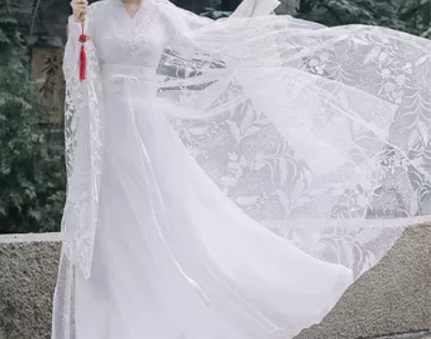 【38活动价】白色汉服女古装秋季改良版连衣...