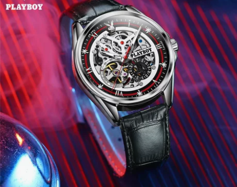 PLAYBOY花花公子手表全自动机械表镂空...