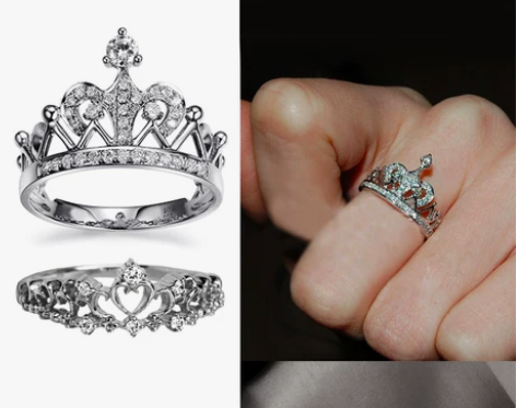 jz152 仿真钻石模拟钻戒王冠皇冠戒指王...