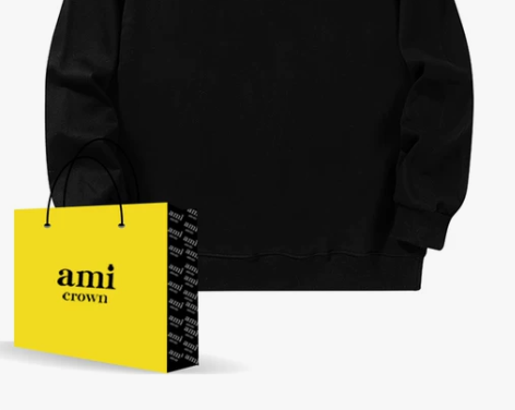 AMI CROWN2022新款秋季圆领美式...