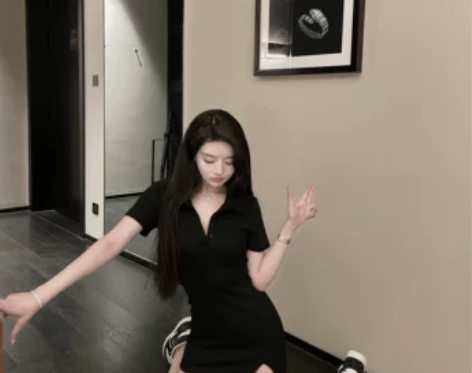 wuuus polo领连衣裙女夏新款性感开...