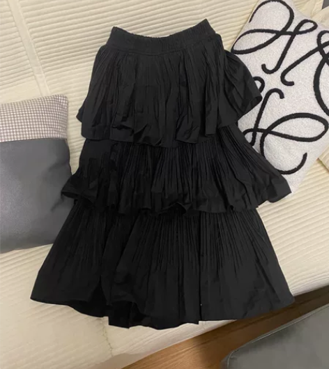 网红蛋糕裙 黑色三层蛋糕裙 L码 松紧腰...