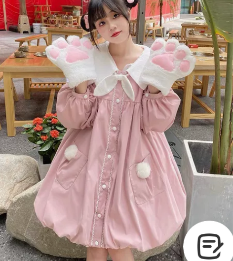 全新缺钱出蓝色S码猫芮可原创十月兔花苞裙l...