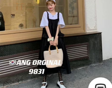 3.8【J】港风显瘦灯笼背带裙9831 感...