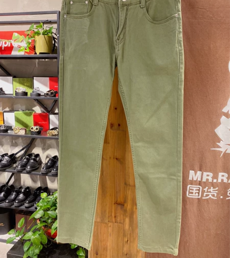 男士军绿牛仔铅笔裤 腰围33 有弹力 裤长...
