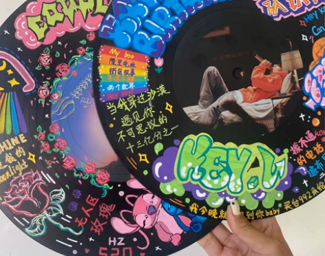 手绘CD 黑胶唱片DIY时表 生日礼物 纪...