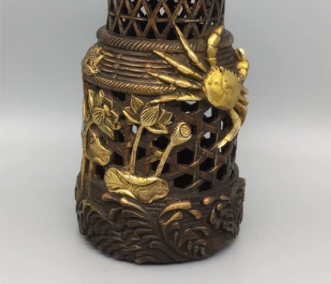 纯铜工艺品 螃蟹鱼篓 适合家居摆放桌面玄关...