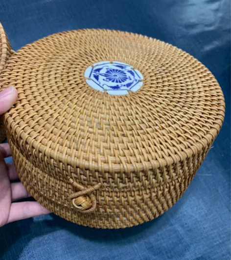 藤编收纳圆盒 外径22cm 内径20cm ...