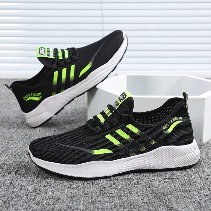 2021春夏季新款男鞋飞织韩版潮流运动鞋透...