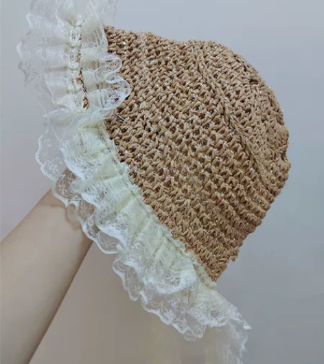 全新女宝宝儿童蕾丝公主草帽约52cm 包邮...