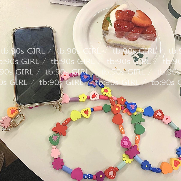 90s girl 手机壳挂链单彩色肩挂绳Y...